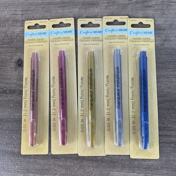 5 Crafter Square Metallic Marker 0.05 In Fine Tip Point DIY Cards Rose Gold Blue - Picture 1 of 6